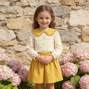 DC Girls Clothing Sets 2pc Outfit 2-7Y Flannel Peter Pan Blouse Skirt Toddler Girl Fashion Casual School Daily Wear