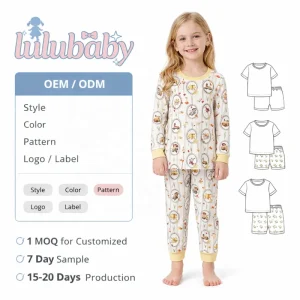 DH Kids Bamboo Pajamas Set Toddler Girls Soft Breathable Sleepwear Long Sleeve Top Pants Baby Nightwear
