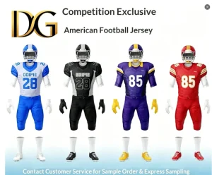 DIY Custom Boys’ DG American Football Rugby Jersey 3D Embroidery Quick Dry Polyester Competition Training Team Sports Suit