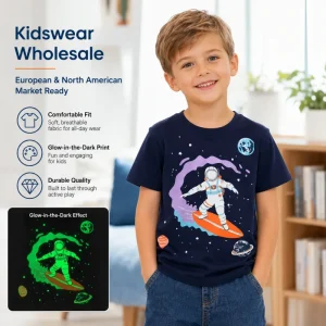 Dark Boys Casual O Neck Cotton Space Astronaut Cartoon Logo Graphic T Shirt Breathable Anti Pilling Short Sleeve Summer