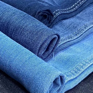 Denim Fabric Eco-Friendly Breathable Plain Dyed Twill Woven Lightweight Polyester Cotton Non-Fade