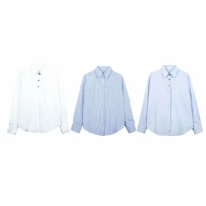 Designer Girls Shirts Casual Style Spring/Summer Women’s Blouse Woven Solid Pattern
