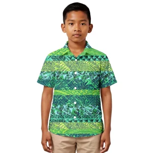Designer Shirt Boys Summer Clothing Polynesian Tribal Plumeria Print Custom Shirt Short Sleeved Tops Boy Children Clothes