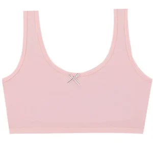 Developmental Teenage Girls Breathable Sweat Absorbing Unlined Wide Strap Underwear Seamless Camisole Cotton Teen First Bra