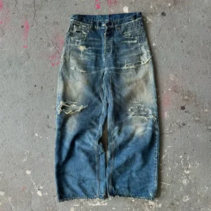 DiZNEW High Waist Baggy Jeans for Boys Slim Fit Distressed Leopard Waterproof Soft Denim Pencil Pants Plus Size Blue Jeans