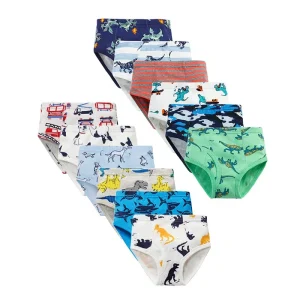 Dinosaur Cartoon Pattern Kids Briefs Soft 100% Cotton 3 Pcs Bag Boys Underwear Customized Children’S Wearing Panties