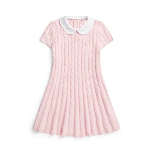 Direct Sale Girls Dresses Short Sleeve Ruffle Mini Dress Baby Sweater Cable Knit Fashion Dresses for Girls