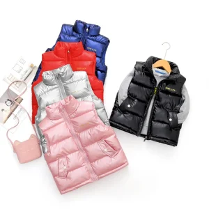 Direct Supply New Autumn Winter Cotton Vest for Boys Women Warm Waistcoat Small Medium Large Sizes Casual Bright Design for Kids
