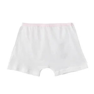 Disposable Girls Boxer Underwear Mid Low Rise Reverse Seam 100% Combed Cotton White Kids Disposable Boxer Briefs 4 Pack