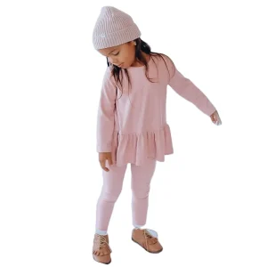 Dusty Pink Baby Girl Top and Leggings Set Party Dress Children Girls Dresses Clothing Set