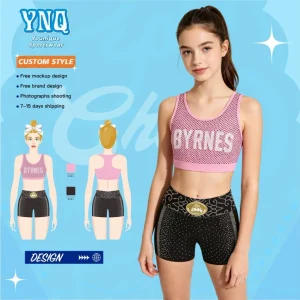 Dye Sublimation Custom Comfortable Girls Spandex Bra Dance Team Top Shorts Set Cheerleading Uniforms