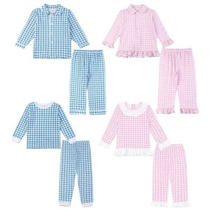 Easter Bunny Cotton Kids Boys Girls Pajamas Rabbit Applique Two Pieces Sets Sleepwear Children Pyjamas Kids Pjs