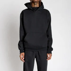 Eco Friendly Cotton 450 Gsm Fleece Heavyweight Boys Pullover Sweatshirts Oversized Custom Plain No String Men Hoodies