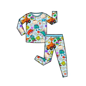 Eco Friendly Kids Two Piece Nightwear Long Sleeve Long Pants Kids Sleepwear Infant Toddler Girls Bamboo Viscose Pajama Set