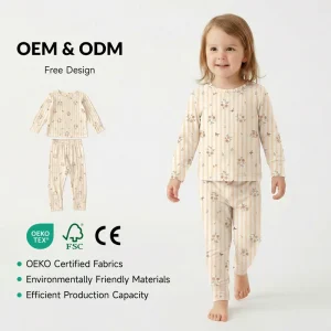 Ecoenfam Tencel Modal Kids Girls Pajamas Set Toddler Custom Pattern Sleepwears OEM ODM Children’s Modal Sleeper Manufacturer