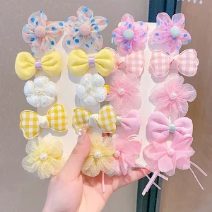 Elastic Band Kid Hair Accessories Set Hair Catcher for Girls BB Clip Pearl Hairpins Children Flower Bow Hair Clip Scrunchy