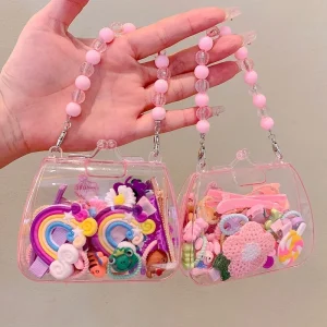 Elastic Hair Ties Hair Accessories for Girls Colorful Baby Elastic Hair Bands Set Rubber Bands for Hair with Hair Clips