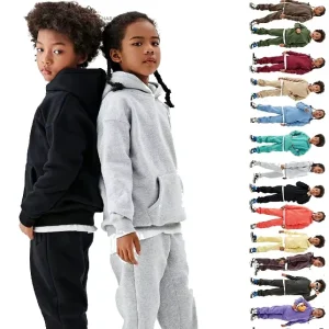 Elegant Boys Clothing Sets Plain Blank Pullover Hoodie Pants Embroidered Technique Oversized Fit Outerwear Bottoms OEM Service