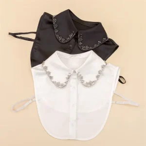 Elegant Detachable Shirt Collar Mock Neck White Chiffon Half Shirt Faux Dickey Top Fashion Women Blouse Accessory