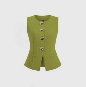 Elegant Solid Color Women’s Vest Stylish Sleeveless Outerwear for Daily Wear