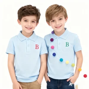 Embroidery Toddler Boys Horizontal Striped Polo Shirt and Shorts Set Summer Knitted Cotton Kids Boys T shirt