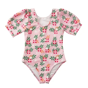 European-American Children’s Short Sleeve Tank One-Piece Floral Large-sized Girls’ Swimsuit Swimwear
