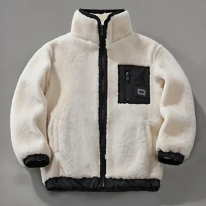 European American Color Blocked Fleece Jackets for Boys Girls Autumn Winter Cross Border Casual