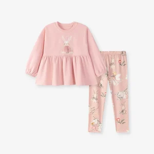 European American Style Casual Girls Autumn Suit Featuring Cartoon Girls Clothing Sets