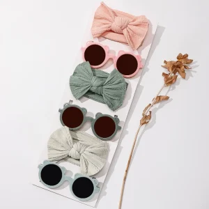 European and American New Children’S Hair Accessories Baby Cute Nylon Headband Baby Love Sunglasses Two Piece Set