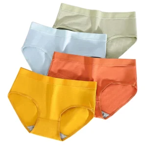 Everyday Wear Panties Ladies Mid Waist Briefs Solid Color Underwear Panty for Women Girls