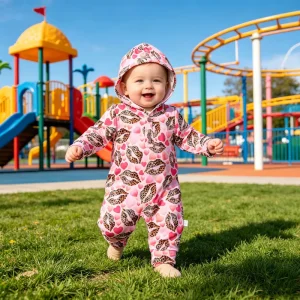 F1 OEM ODM Spring Custom Collar Button Romper with Buttons 230g Cotton/Bamboo Girls Jumpsuit Hooded Pajamas for Babies