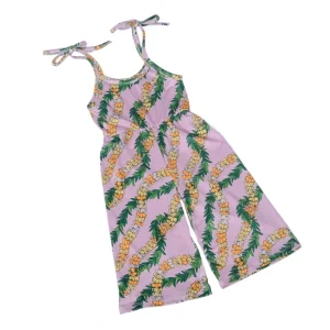 FD 2 Factory Custom Kids One Piece Jumpsuits Girl’s Wrinkle Jumpsuit Baby Printed Strap Straps and Flared Pants Rompers