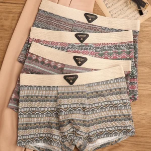FF4875 Jacquard Mid-Rise Mens Boxers Shorts Boys Teenagers Underwear Breathable Underpant Mens Boxer Briefs