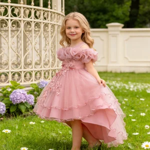 FSMKTZ Sequins Kids Party Dresses Embroidery Girls Children Floral Dress 3 to 10 Years Birthday Girls Flower Dresses