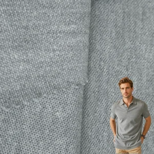 Factory Breathable 250gsm Cotton Polyester Hemp Grey CVC Pique Mesh Fabric for Men Women Polo T-shirts