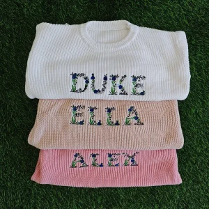 Factory Custom Halloween Sweater for Baby Girls Winter Cotton Infant Wild Clothing with Embroidered Name Halloween Design