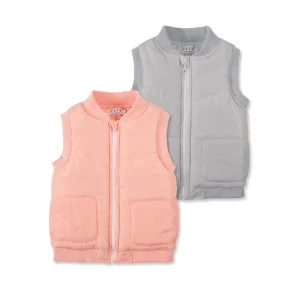 Factory Custom Kids Baby Autumn Winter Solid Sleeveless Windproof Zip Quilted Children Girls Outdoor Jacket Vest