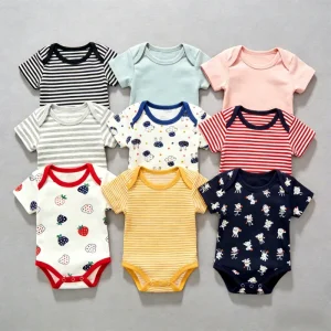 Factory Custom Knitted Cotton Clothing Print Color Baby Girl Boy Clothes Set Newborn 100% Cotton Baby Romper