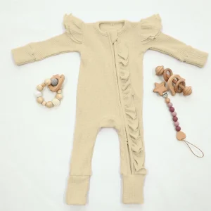 Factory Custom Organic Cotton Baby Boy Girl Zipper Romper One Piece Jumpsuits