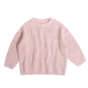 Factory Customized Solid Color Long Sleeve Chunky Knit Pullover Girl Kid Sweater