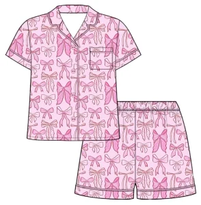 Factory Cute Print Girls Pajama Set OEM ODM Soft Breathable Kids 2 Piece Short Sleeve Sleepwear Loungewear Bulk
