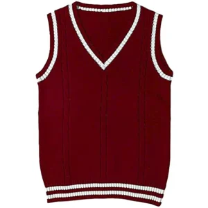 Factory Direct Custom Women’s Fashion Cable Style V Neck Striped Casual Knitted Vest Sleeveless Sweater Vests for Autumn Season