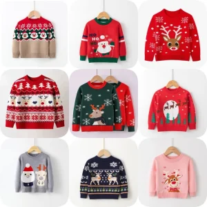 Factory Direct Sales of New Autumn and Winter Girls’ Christmas Knitwear Children’s Cartoon Cute Sweater