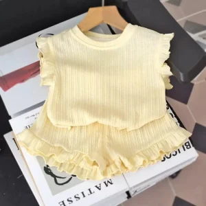 Factory Direct Summer Soft Breathable Kids Girls Vest Set Lightweight Ice Silk Pajamas for Daily Lounge Wear
