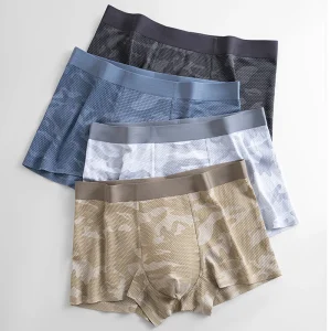 Factory Ice Silk Men Underwear Summer Mesh Camouflage Boxers Seamless Mid Rise Boys Briefs