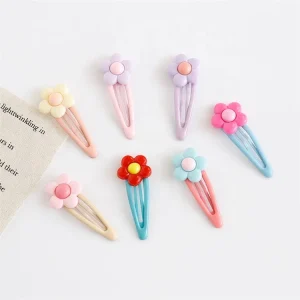 Factory Kids Side Hair Clips Candy Colors Metal Flower Alloy BB Clips for Baby Girls