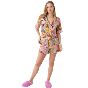 Factory Manufacturer OEM Custom 100% Silk Made Design Sleep Wear Pajamas for Girls and Women Sleepwear Printed