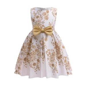 Factory New Ball Gown Satin Flower Dress for Girls Little Girl’s Birthday and Wedding Party Kids Clothing with Pearl Decoration