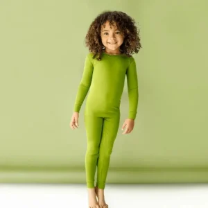 Factory OEM ODM Custom Solid Color Bamboo Girl Sleepwear Bamboo Pajamas Set Kids Nightwear Two Piece Set