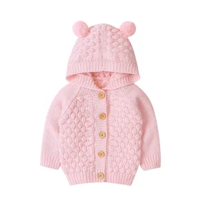 Factory OEM Unisex Knit Cotton Baby Boys Girls Sweater Button Front Soft Wool Organic Cotton Autumn Colorful Pattern